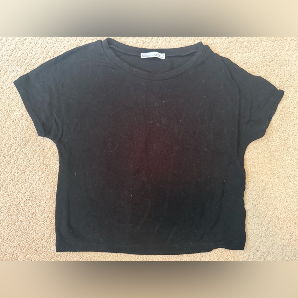 Zara Black Short Sleeve Crop Top